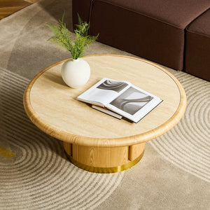 Round Coffee Table with Sturdy MDF Pedestal