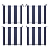 4PCS Outdoor Patio Seat Cushion Replacement Seat Cushion with Ties, 15' x 15' Patio Chair Pads for  Gardens, Patios, and Dining Rooms, Navy Blue White Striped.