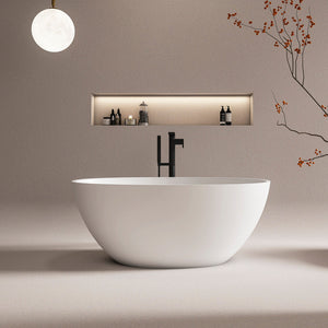 55 Inch Freestanding Solid Surface Soaking Bathtub