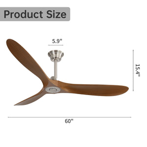 Outdoor Ceiling Fan No Light with 3 Blades Smart App Control - Brushed Nickel