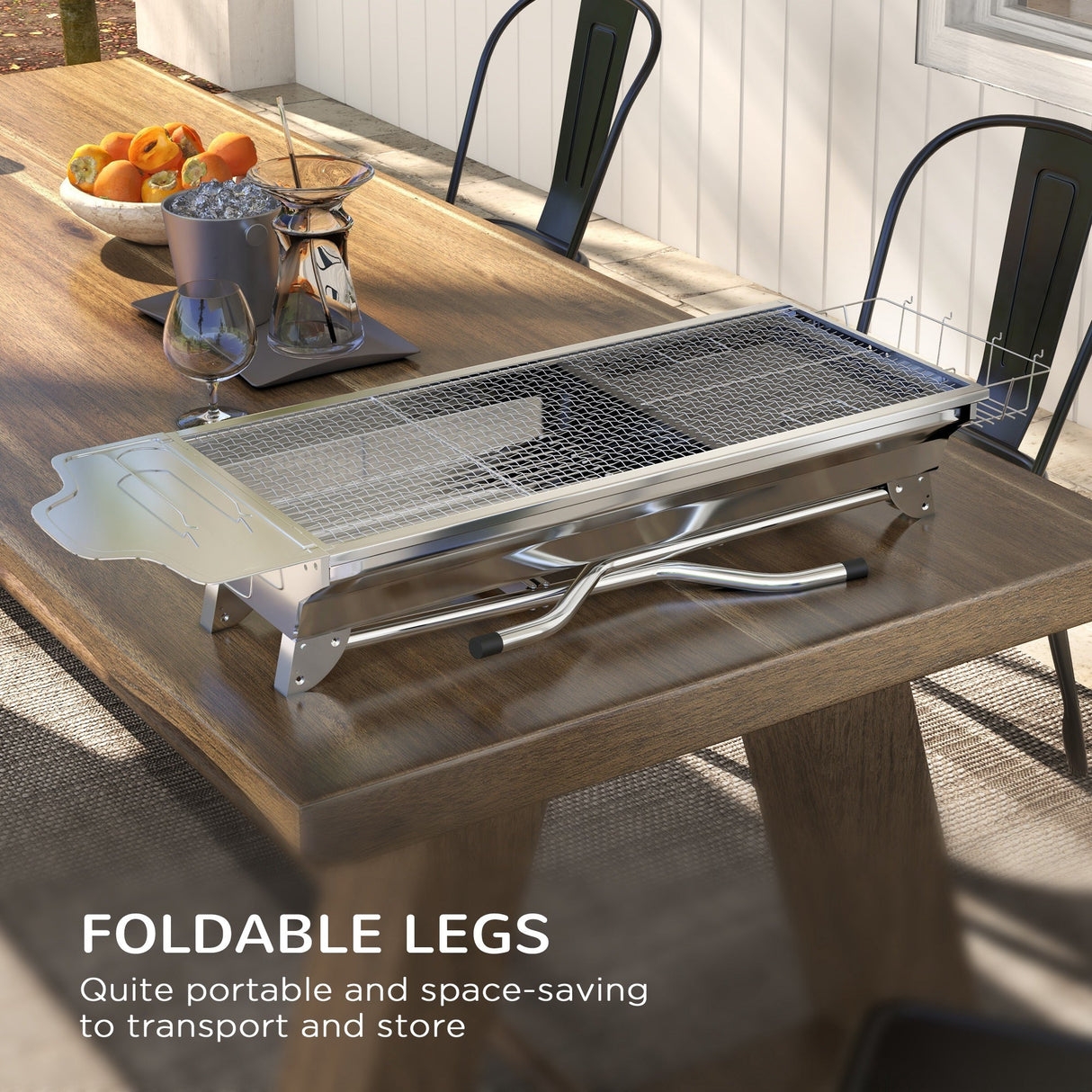 Outsunny Stainless Steel Portable Folding Charcoal Grill