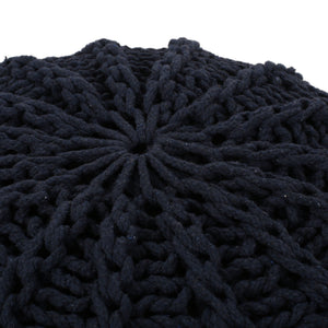Bordeaux - Knitted Round Pouf Ottoman And Floor Cushion