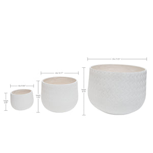 Assorted Sizes Magnesium Oxide Round Planter Set of 3 with Drainage Holes - Natural