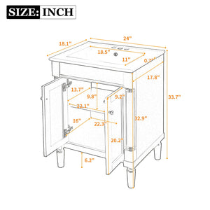Bathroom Vanity With Top Sink, 2 Tier Storage Cabinet