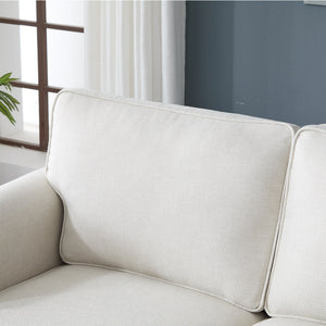 68 Inch Faux Leather Rolled Arm Sofa with Nailhead Trim - Beige