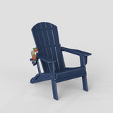 Folding Adirondack Chair Wood Texture, Patio Adirondack Chair Weather Resistant, Plastic Fire Pit Chair with Cup Holder