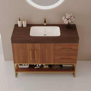 36" Modern Free-Standing Bathroom Vanity with Seamless Ceramic Sink