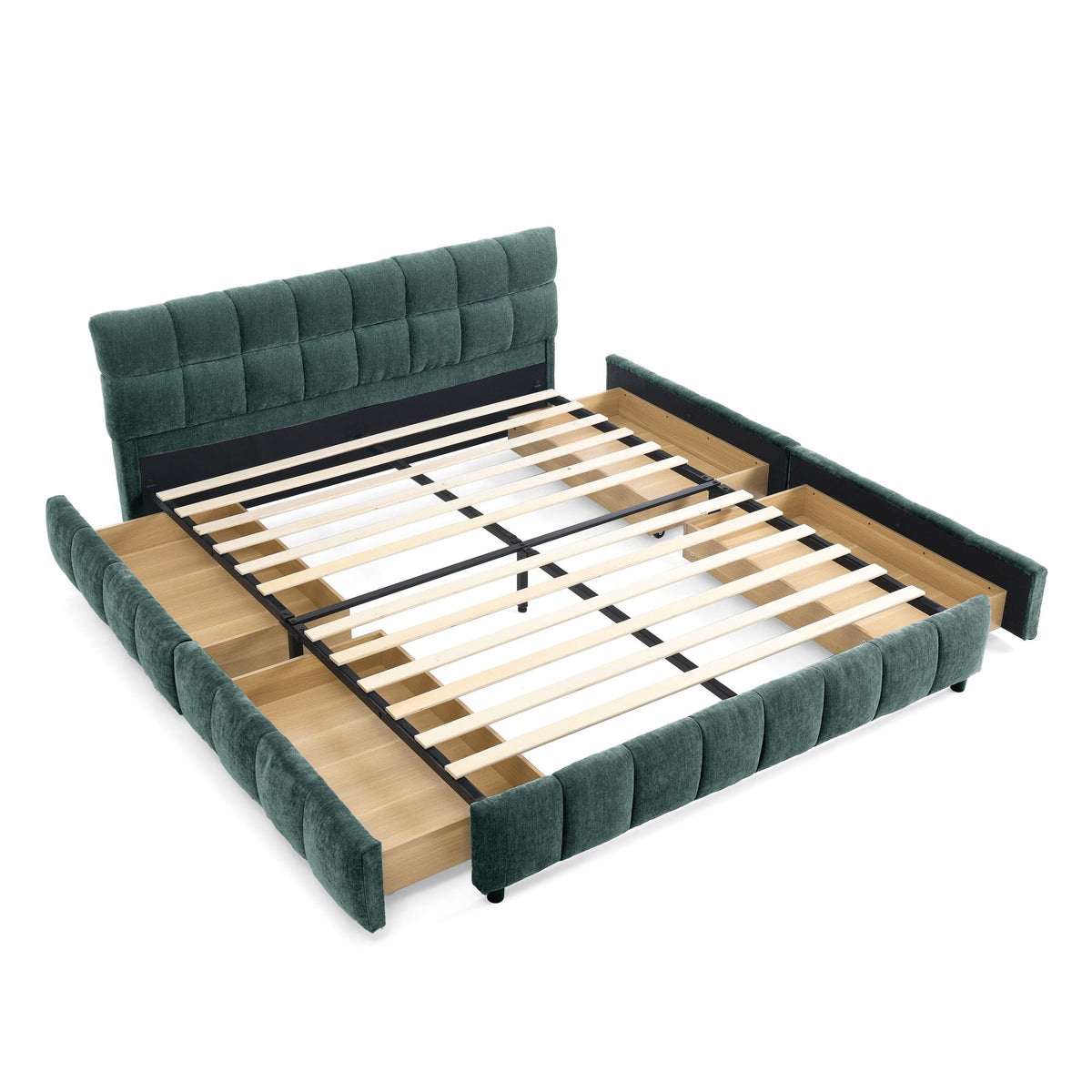 Modern Platform Bed Frame With Thick Fabric