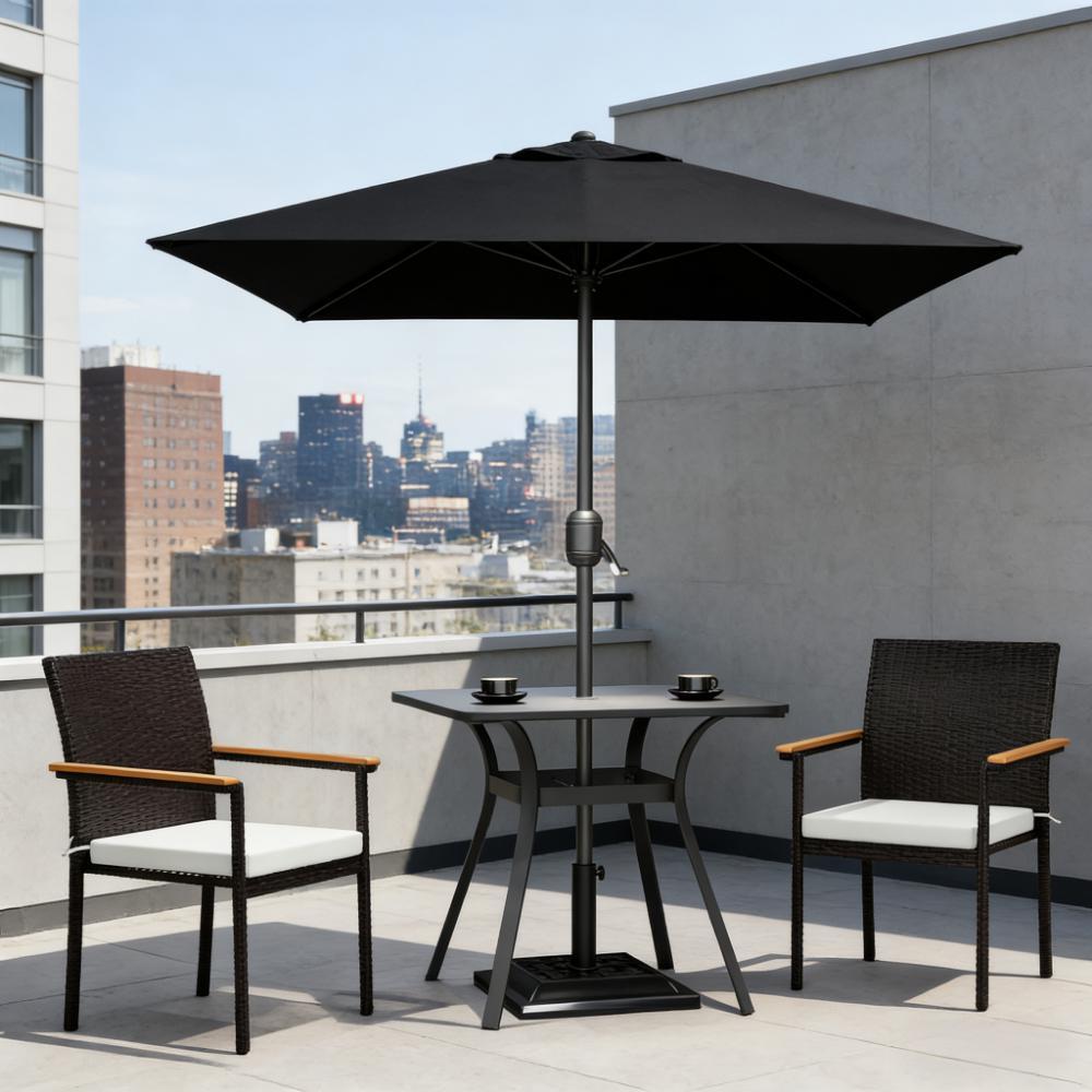 Set of 2 Patio Wicker Dining Chairs with Backrest and Armrests