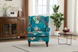 Modern Accent Chair with Retro Wood Legs - Floral