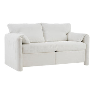 Modern Loveseat Sofa 2-Seater - Plush Chenille Fabric Ivory White