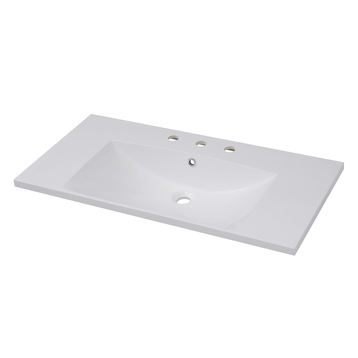 Bathroom Sink, Drop-In Vessel With 3 Holes 8" Centerset For Small Spaces - White