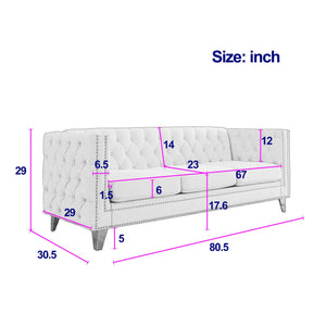 Upholstered Couch Sofa With Button Tufting For Living Room