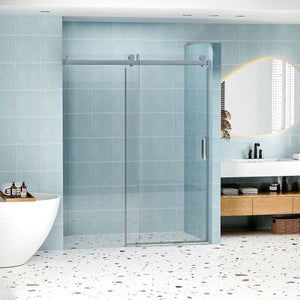 Frameless Soft-Closing Shower Door, 1/4" Tempered Glass Single Sliding