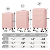 Set of 3 ABS Spinner Wheel Luggage - Pink