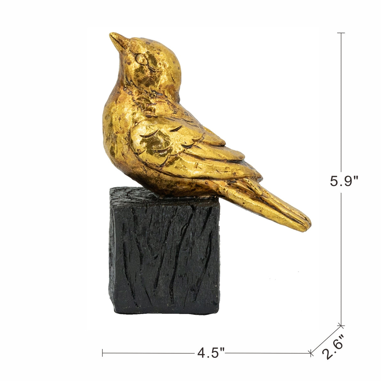 4.5x2.5x6' Gold Resin Songbird Sculpture on Black Faux Branch