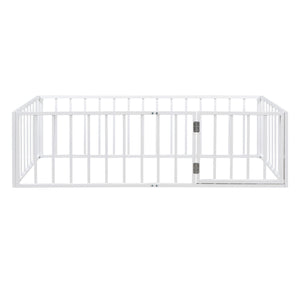 Metal Floor Bed Frame With Fence And Door