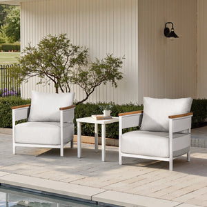 Rhodes 29" Upholstered Teak & Aluminum Patio Arm Chair Birch