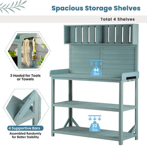 TOPMAX 65' Large Wooden Farmhouse Rustic Outdoor Potting Bench Table