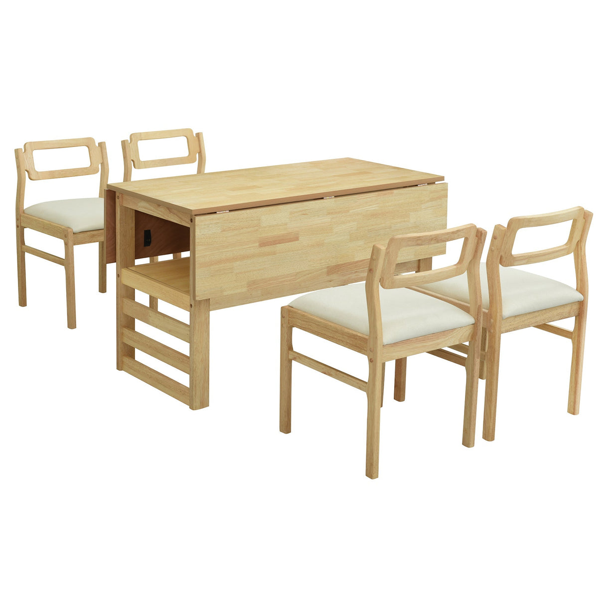 TOPMAX Modern 5-Piece Extendable Wood Dining Table Set