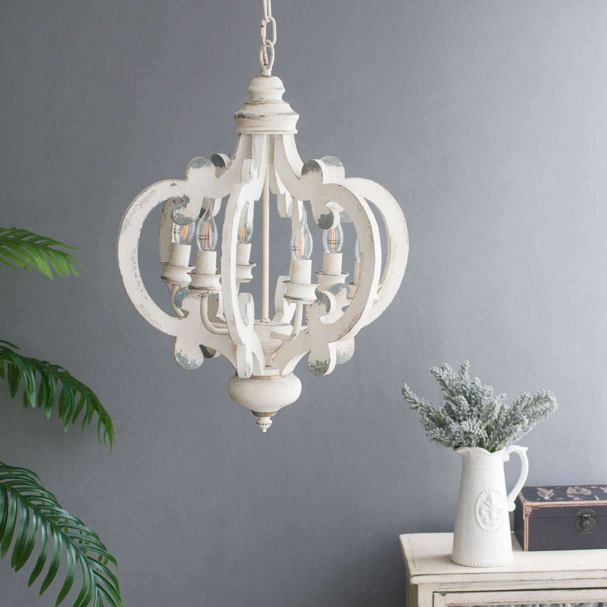 Farmhouse 6-Light Wood Chandelier Pendant Light Fixture