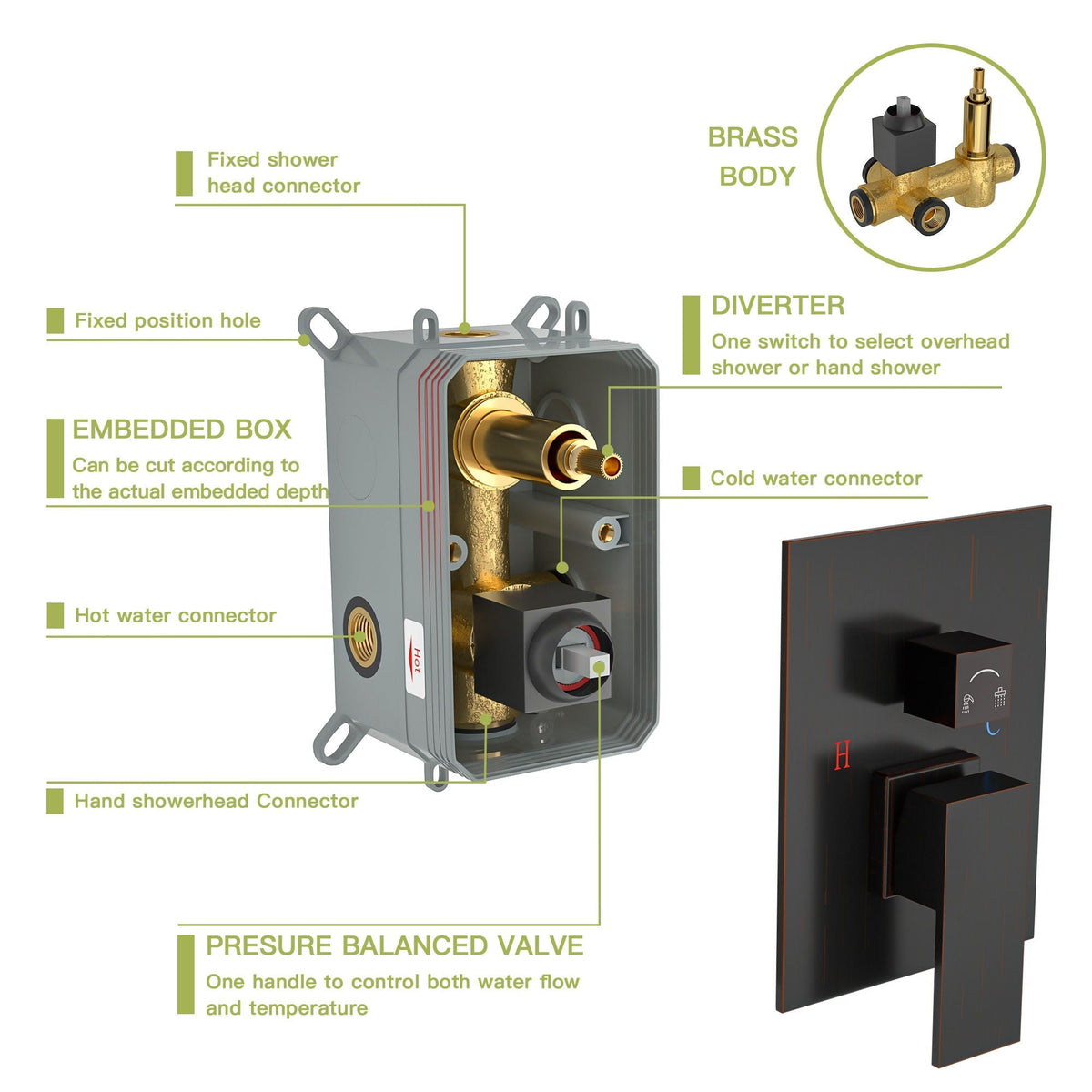 Dual Shower Head System with Ceiling Mount and Rough-In Valve - Pearl Silver, Black, or Gold