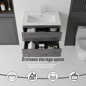 24 Inch Floating Bathroom Vanity with Sink, Soft-Close Drawer, Ceramic Sink, Plywood
