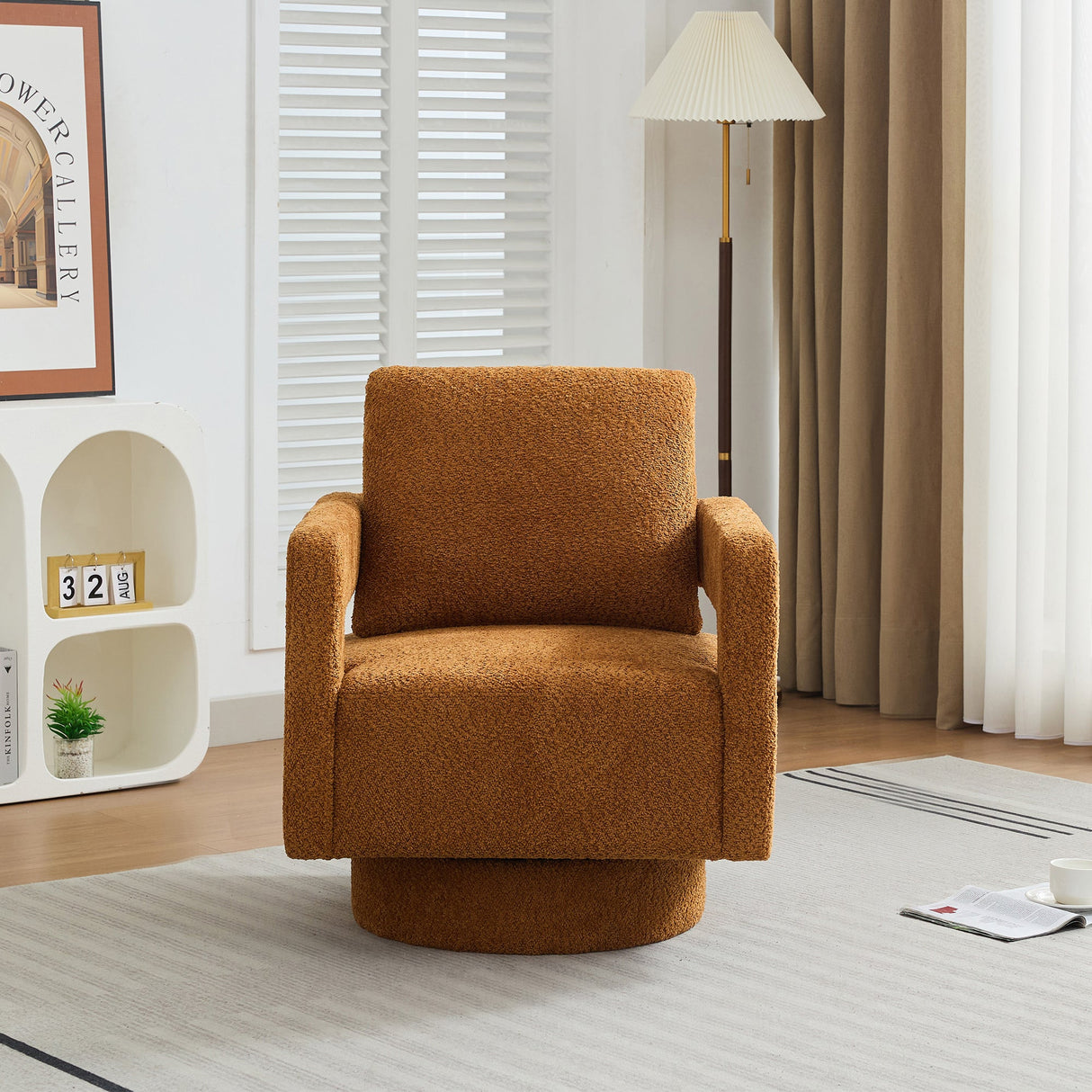 Stonewell Square Swivel Accent Chair with Open Back