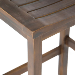 Outdoor Acacia Wood Counter Height Barstool, Set of 2