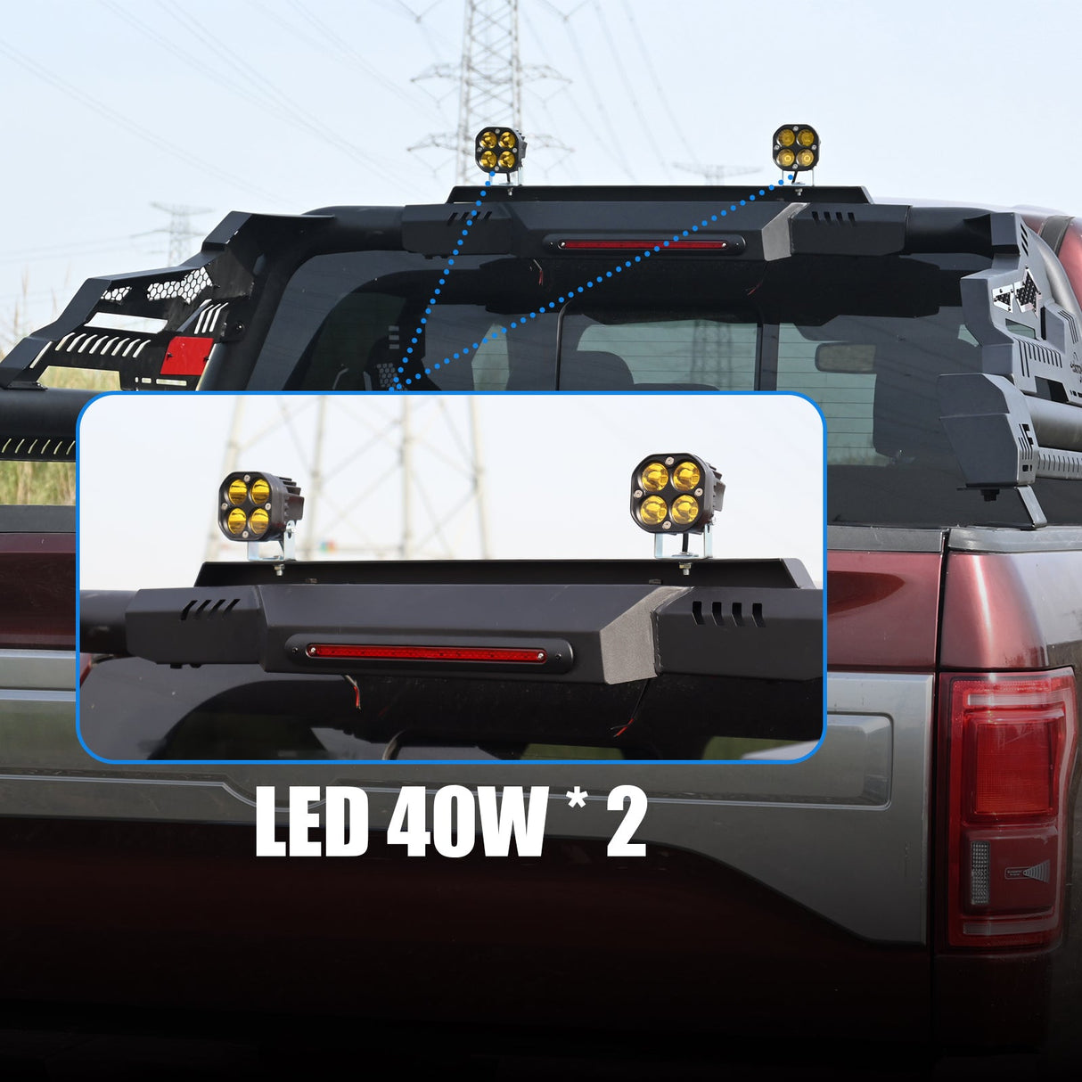 Universal Truck Bed Roll Bar, Steel Chase Rack Sport Bar