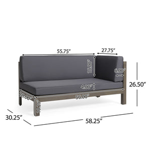 Aura 2 Piece Outdoor Set With X Back Left Bench And Corner - Dark Gray