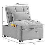 4 in 1 Multi-Function Single Sofa Bed with Storage Pockets - Gray