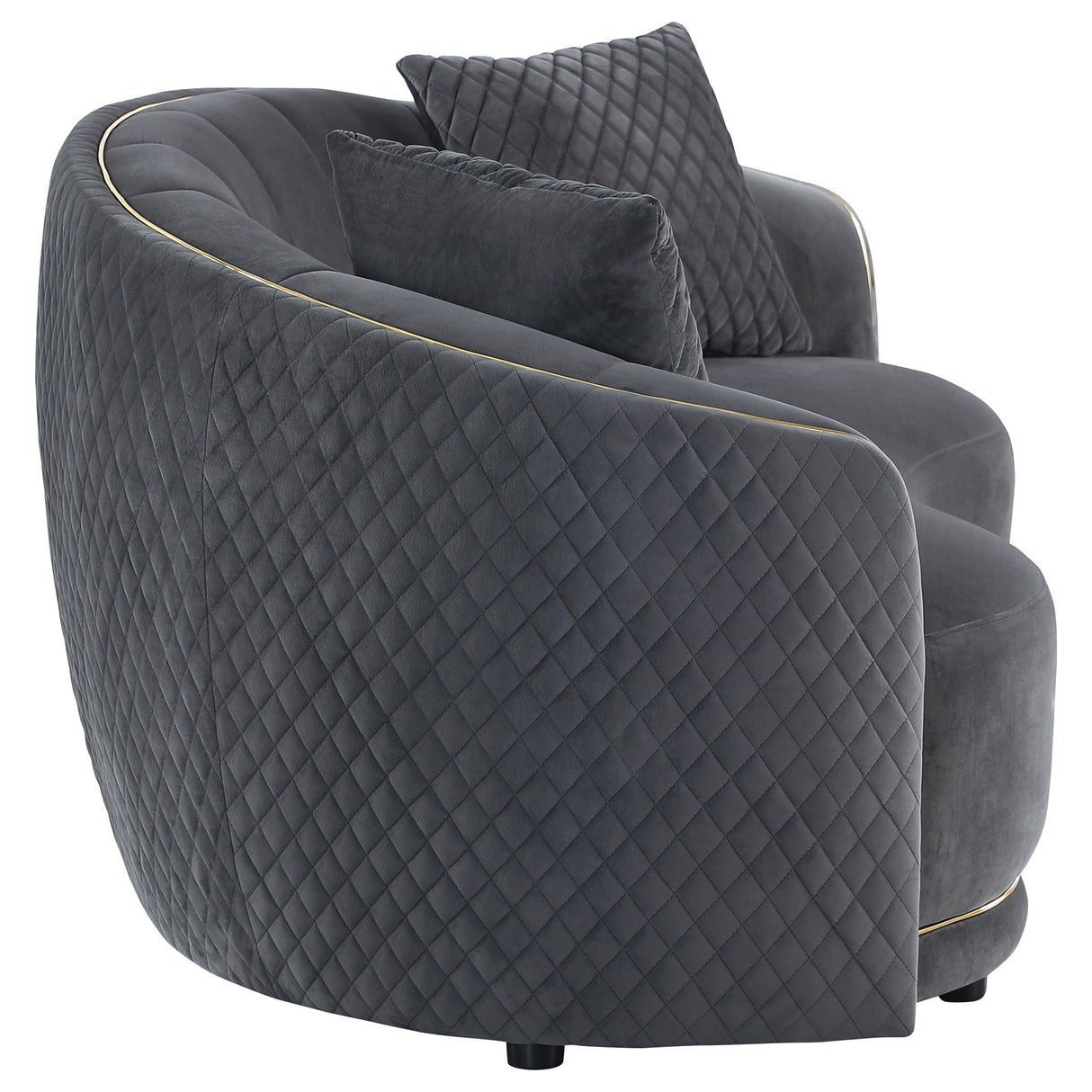 Lorraine - 2 Piece Upholstered Sofa Set With Tufting Trim - Dark Gray