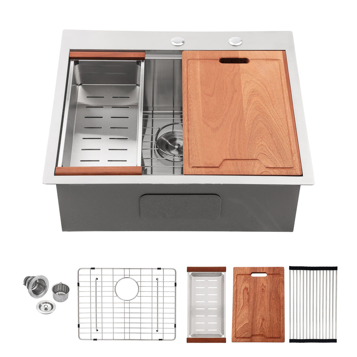 Stainless Steel Drop In Kitchen Sink with Workstation - Gray or Gold