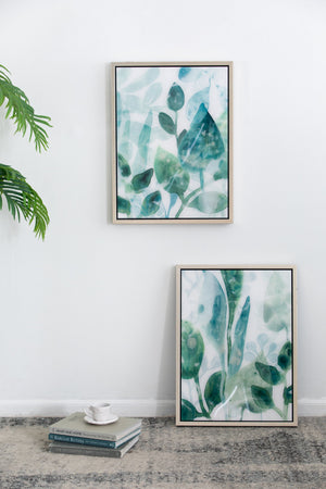 Sylvan Serenity™ — Set of 2 Blue & Green Leaf Acrylic Prints