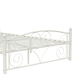 Queen Size Unique Flower Sturdy System Metal Bed Frame with Headboard and Footboard