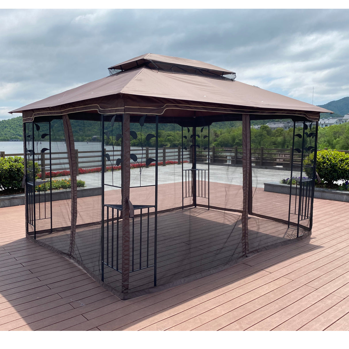 Gazebo tent with double roof & mosquito net