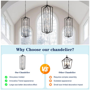 12-Light Farmhouse Kitchen Chandeliers, Matte