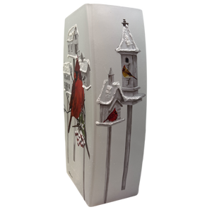 Cardinal Birdhouses Prelit Glass Vase - 1 Cardinal