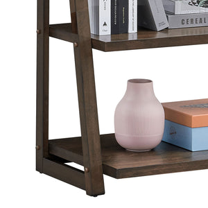 5-Tier Rubber Wood Bookshelf Ladder Storage Rack
