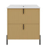 Fluted Bathroom Vanity With Ceramic Sink, Freestanding Design
