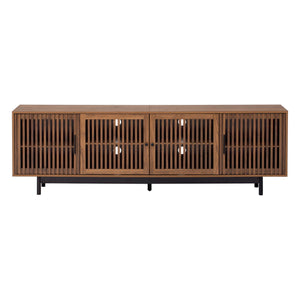 TV Stand For TVs, Entertainment Center With Closed Storage & Cable Management, Soft Closing Hinges - Walnut