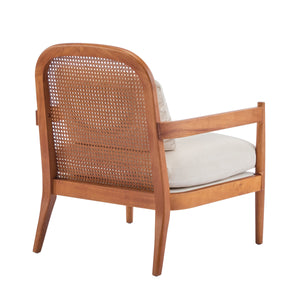 Elliston Rattan Backrest Solid Wood Accent Chair with Cushions - Set of 2