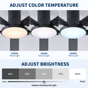 Flush Mount Ceiling Fans With LED Light And Remote Control, 5 Blades