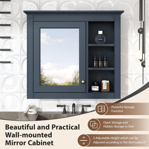 Wall Mounted Medicine Cabinet With Mirror And 3 Open Shelves