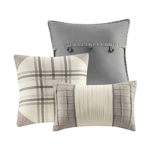 Neutral Herringbone Comforter Set with 15" Drop Bed Skirt - California King