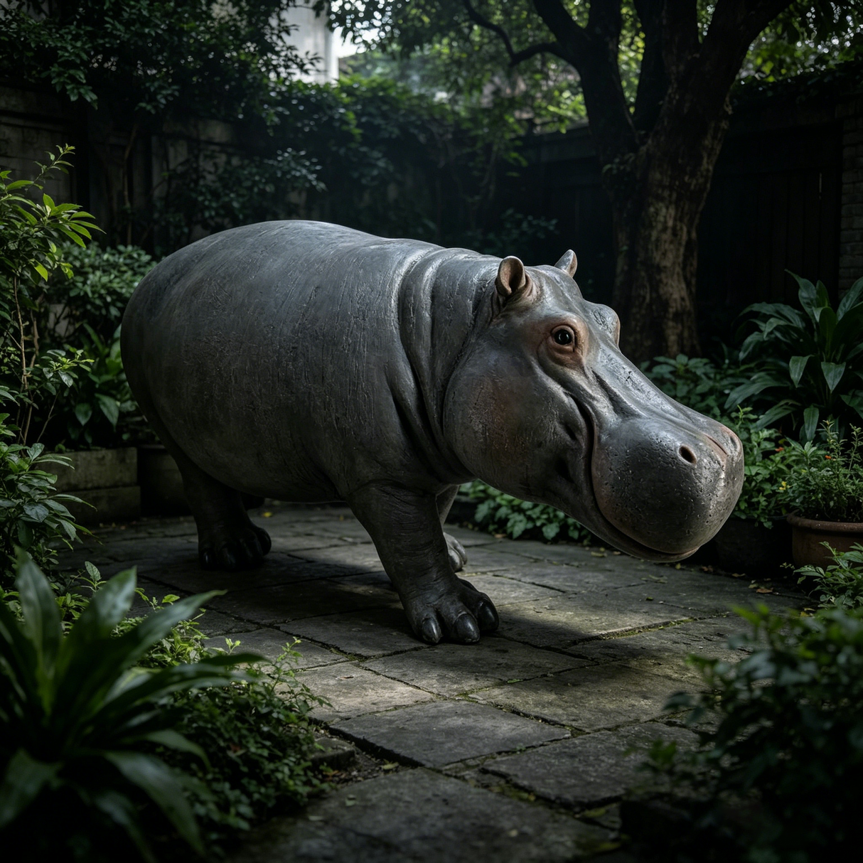 12.6'' Weather Resistant Hippopotamus Garden Statue