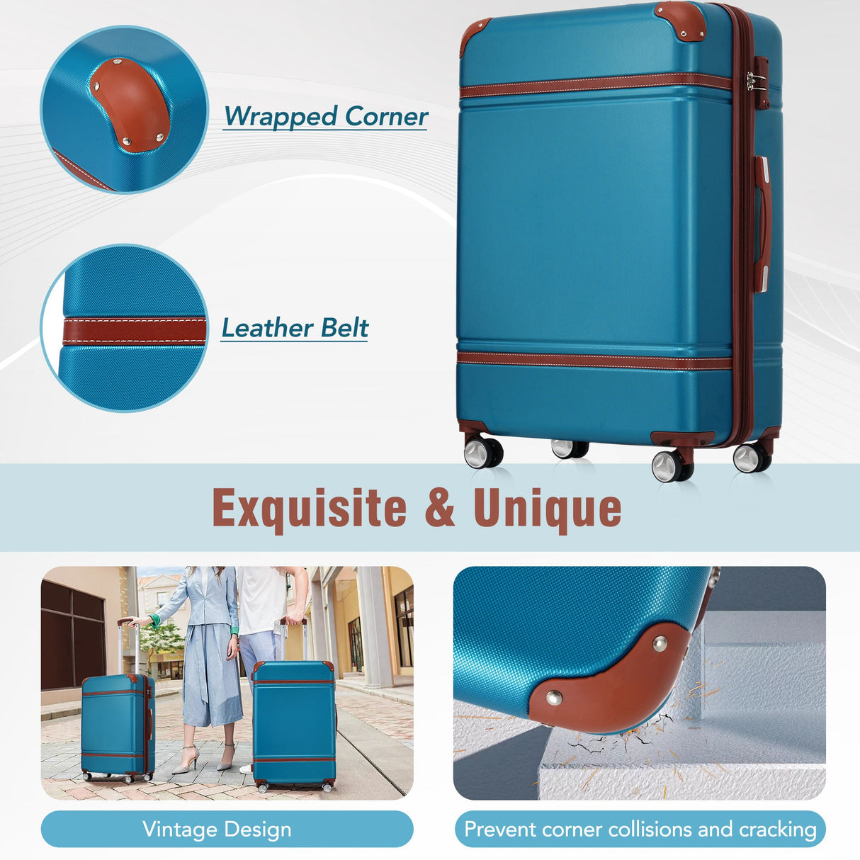 20 in hard side 2 piece lightweight suitcase set with spinner wheels