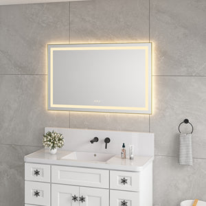 48" x 30" LED Bathroom Mirror with Front and Backlight
