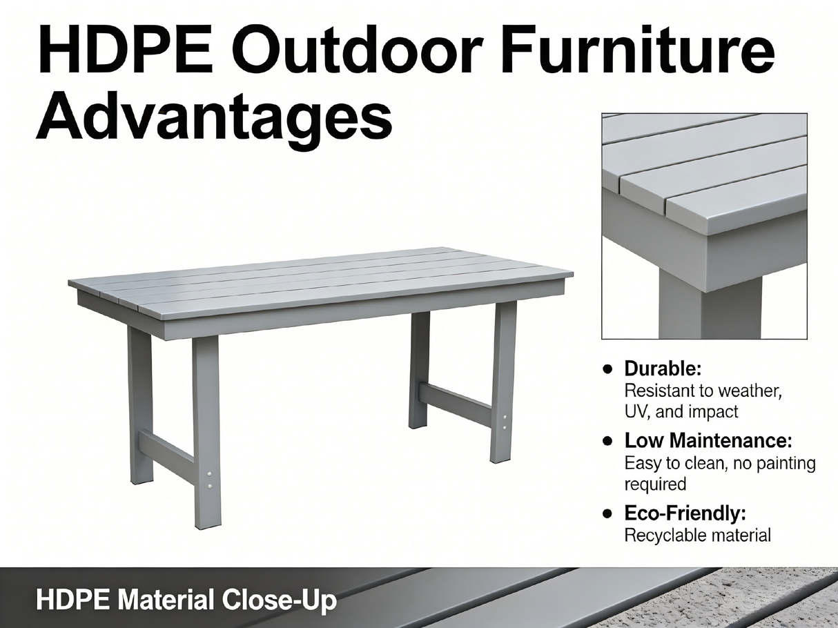 HDPE outdoor patio dining set, one table and four chairs. The outdoor dining furniture has sunshade holes and is suitable. It is suitable for lawns, gardens, backyards, and pool sides.Grey,Waterproof